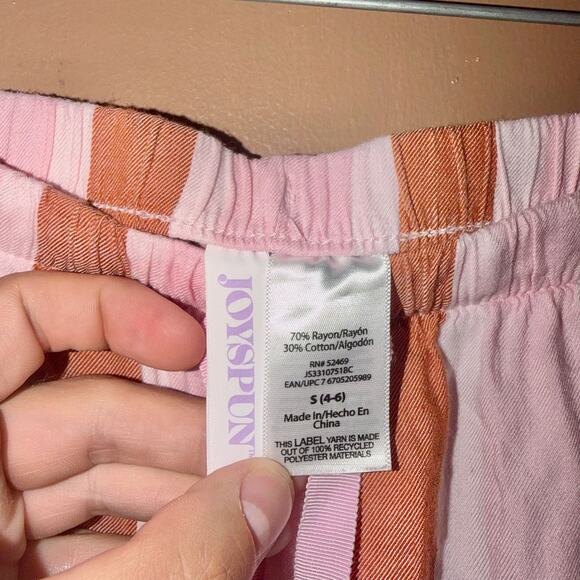 Joyspun Women's Pink Brown Striped Lightweight Pants - Size Small - Picture 2 of 7
